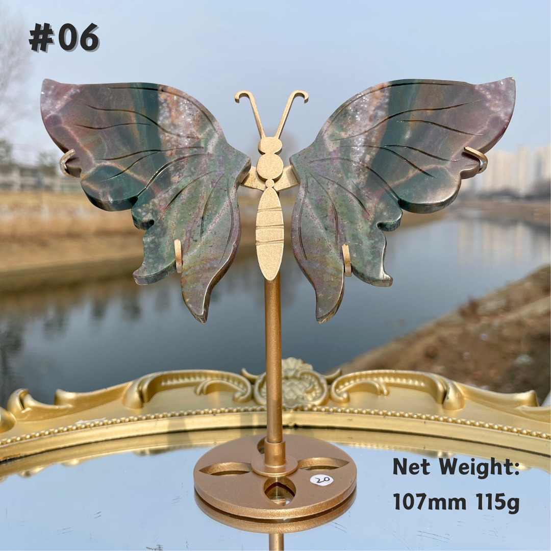 Unique,Natural Crystal Ocean Jasper Butterfly Wings