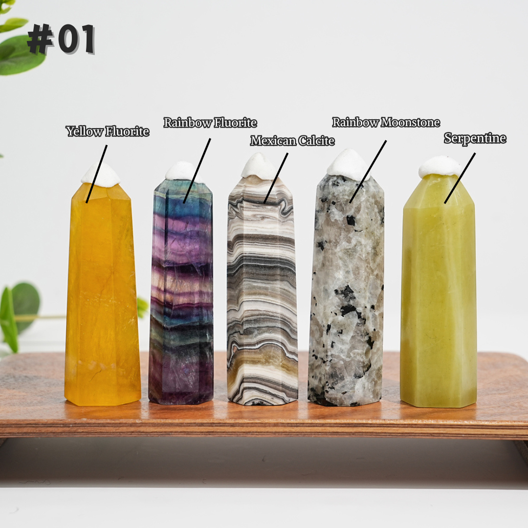 5Pcs Mixed Natural Crystal Tower Point Set