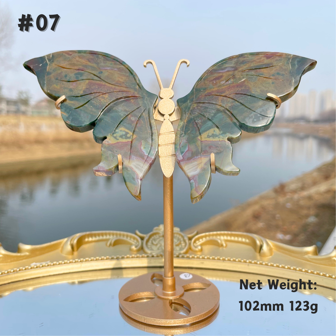Unique,Natural Crystal Ocean Jasper Butterfly Wings