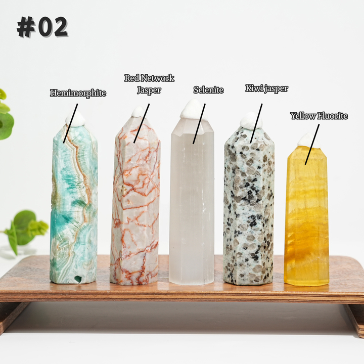 5Pcs Mixed Natural Crystal Tower Point Set