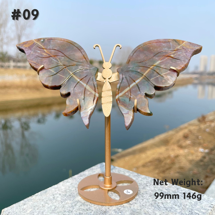 Unique,Natural Crystal Ocean Jasper Butterfly Wings