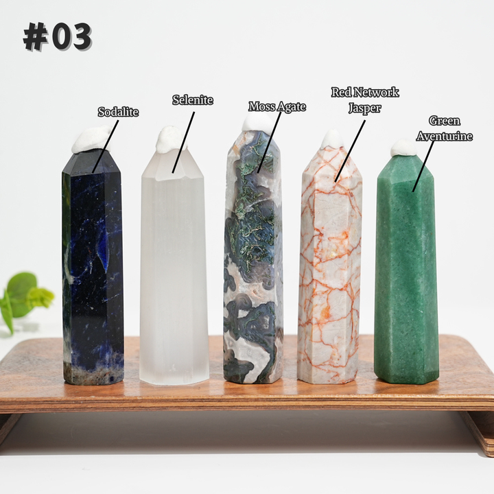 5Pcs Mixed Natural Crystal Tower Point Set
