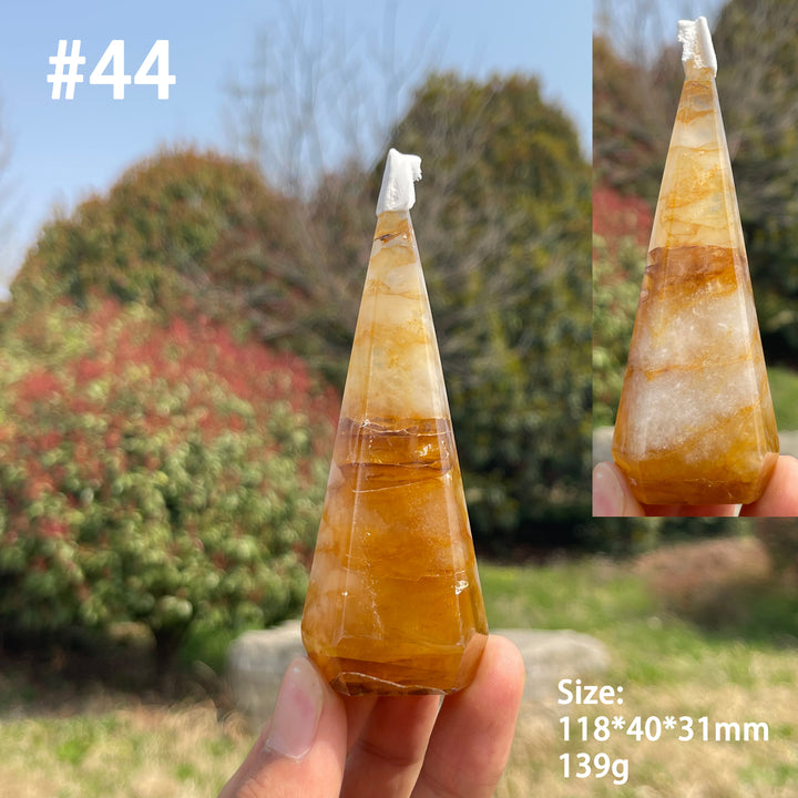 Unique,Natural Crystal Golden Healer Diamond Tower