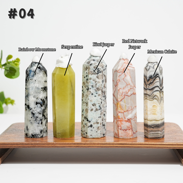 5Pcs Mixed Natural Crystal Tower Point Set