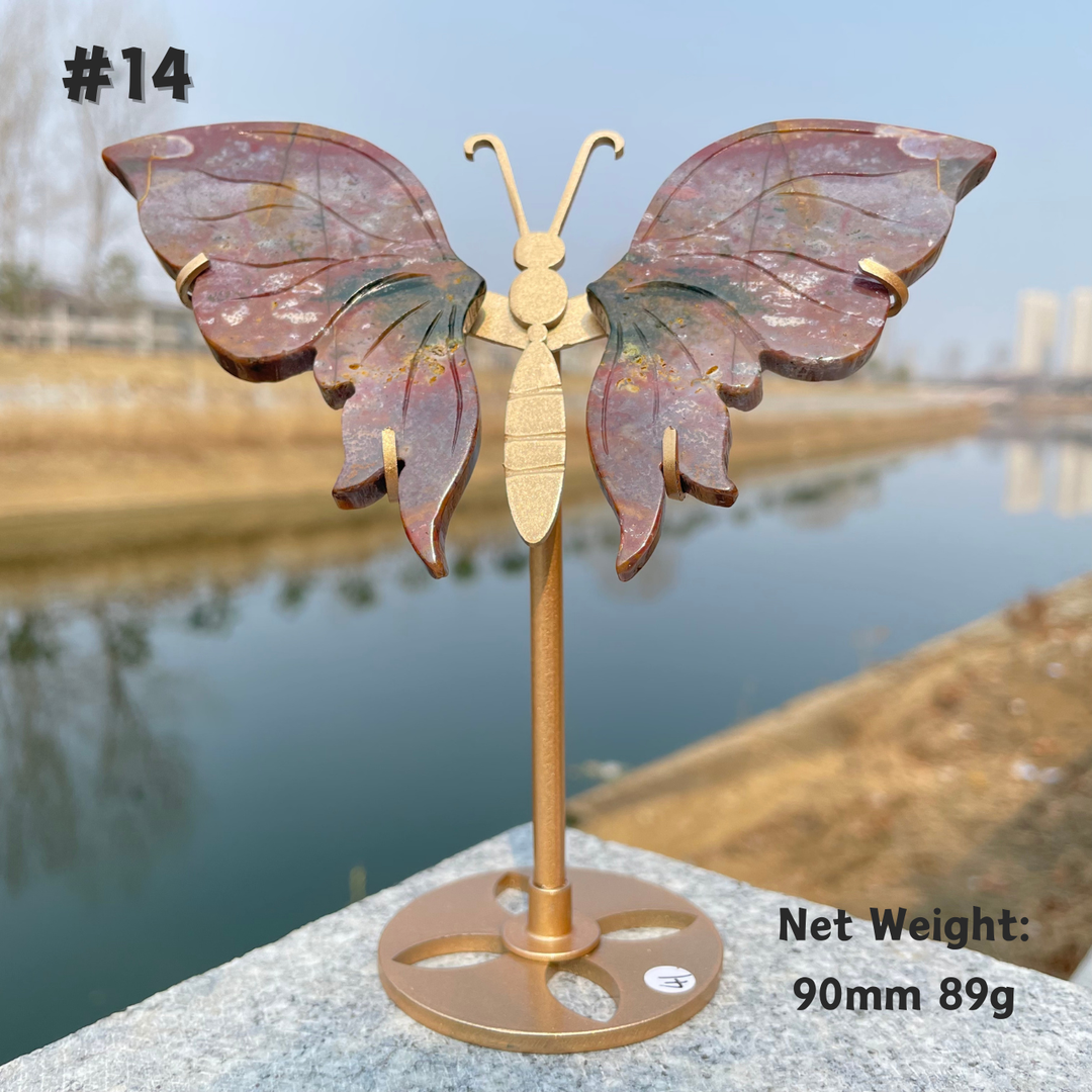 Unique,Natural Crystal Ocean Jasper Butterfly Wings