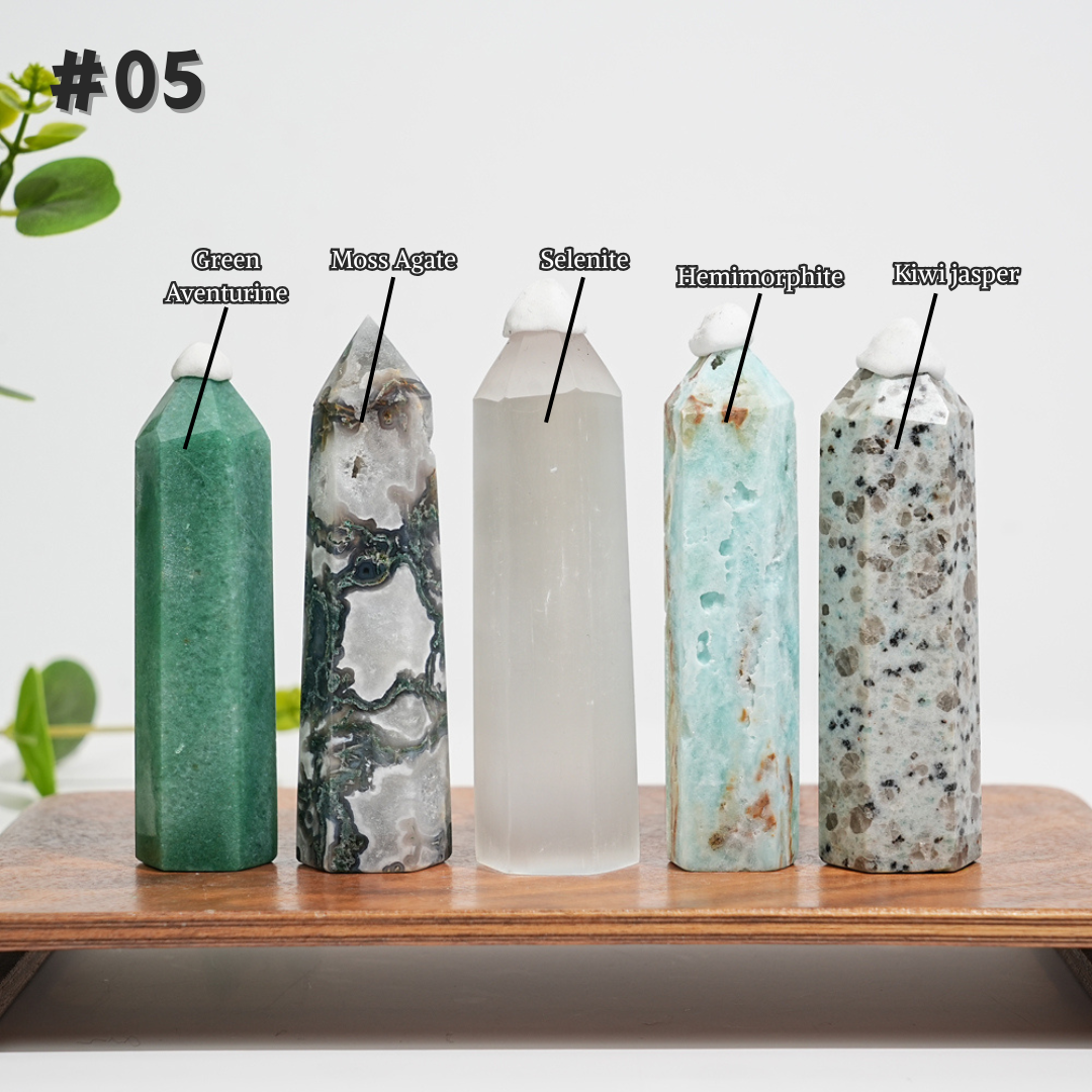 5Pcs Mixed Natural Crystal Tower Point Set