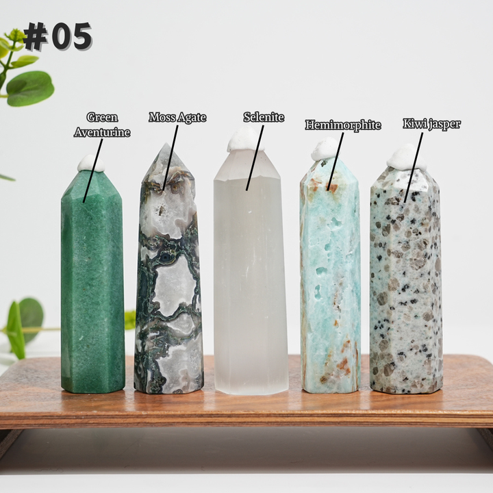5Pcs Mixed Natural Crystal Tower Point Set
