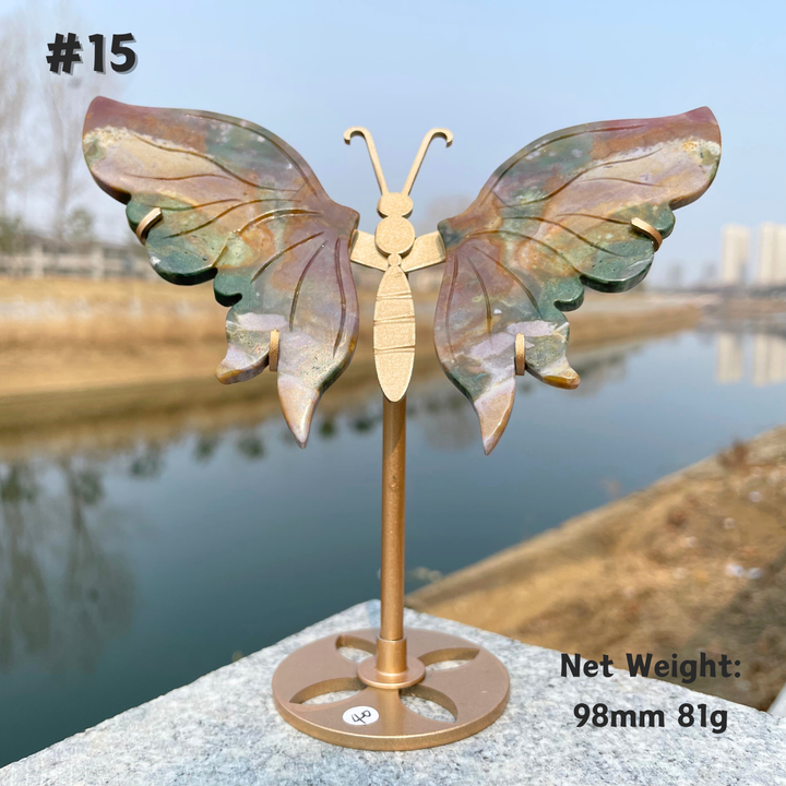 Unique,Natural Crystal Ocean Jasper Butterfly Wings