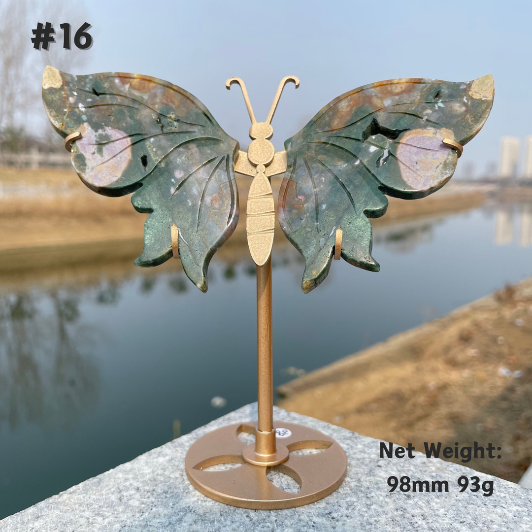 Unique,Natural Crystal Ocean Jasper Butterfly Wings