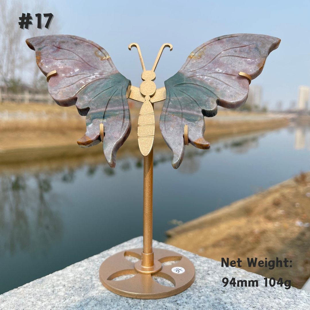 Unique,Natural Crystal Ocean Jasper Butterfly Wings