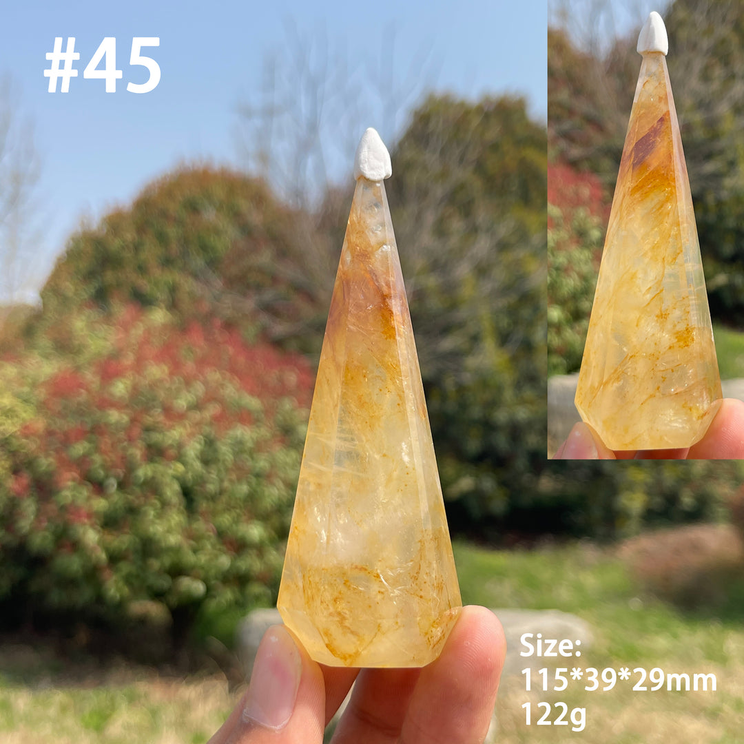 Unique,Natural Crystal Golden Healer Diamond Tower