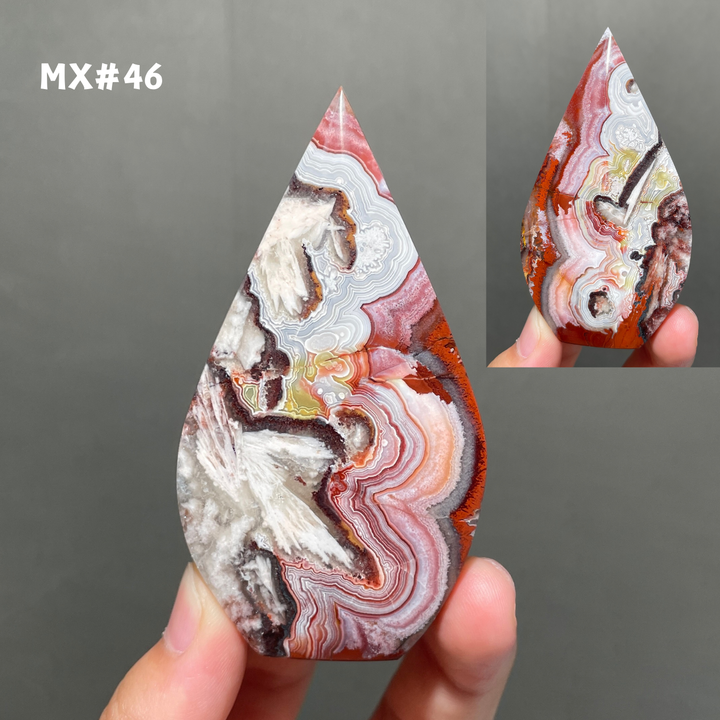 Unique, Mexican Crazy Lace Agate Teardrop