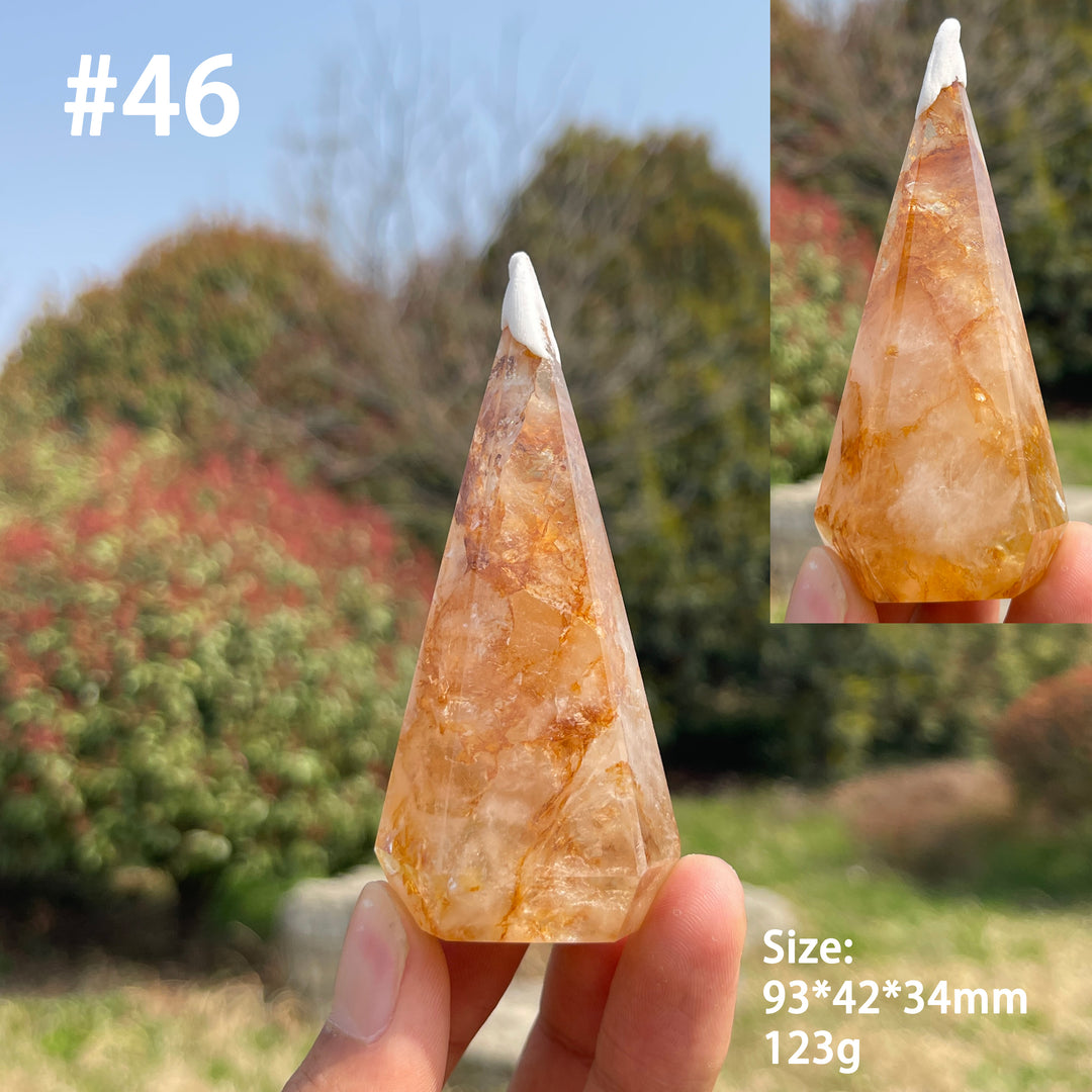 Unique,Natural Crystal Golden Healer Diamond Tower