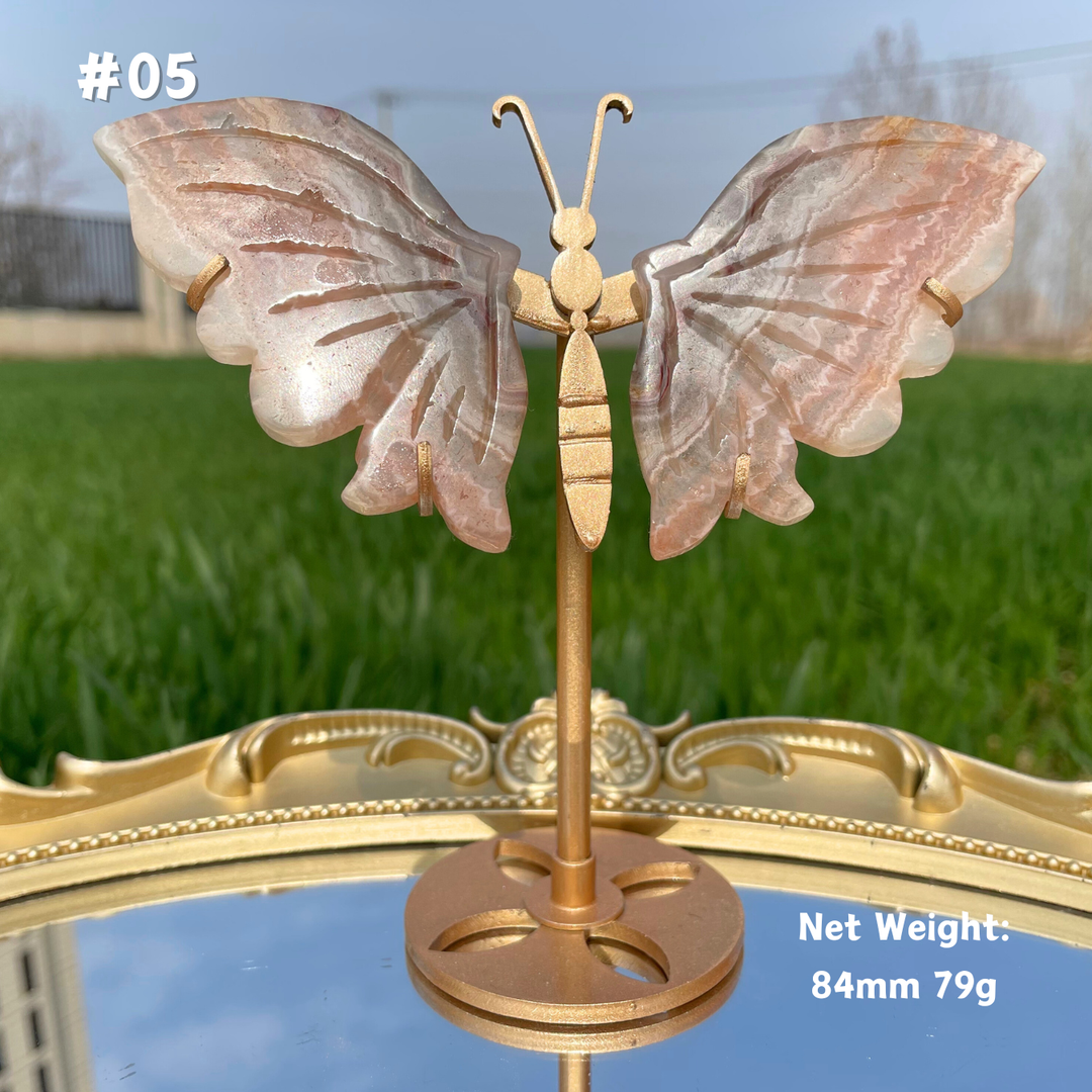 Unique,Natural Amethyst Agate Crystal Butterfly Wings On Stand