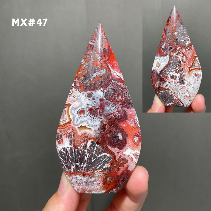 Unique, Mexican Crazy Lace Agate Teardrop