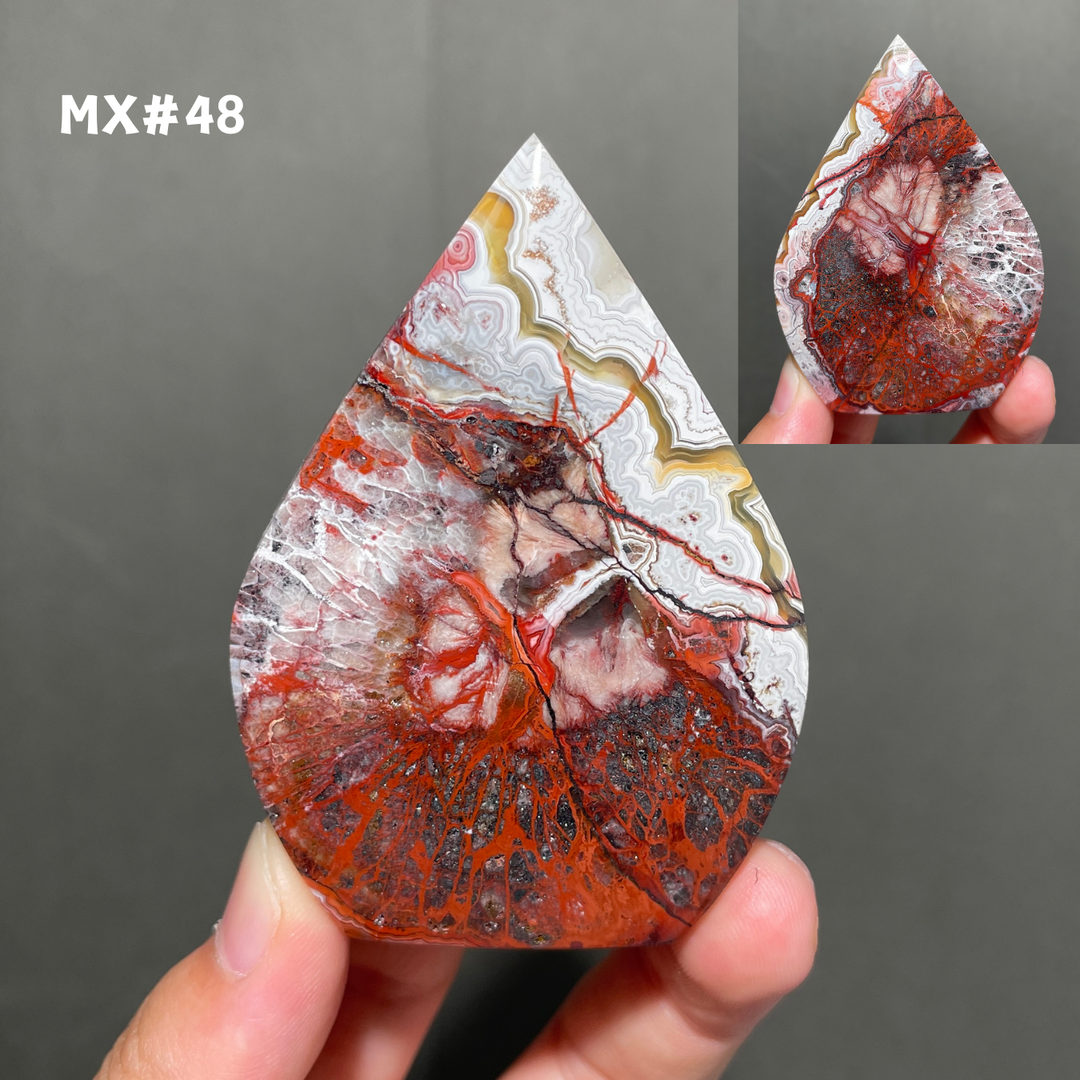 Unique, Mexican Crazy Lace Agate Teardrop