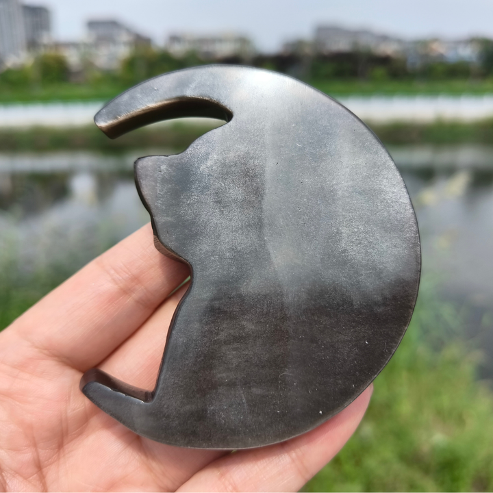 Silver Obsidian Moon Cat