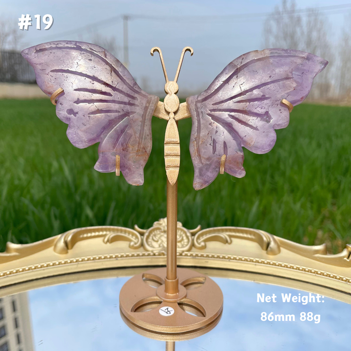 Unique,Natural Amethyst Agate Crystal Butterfly Wings On Stand