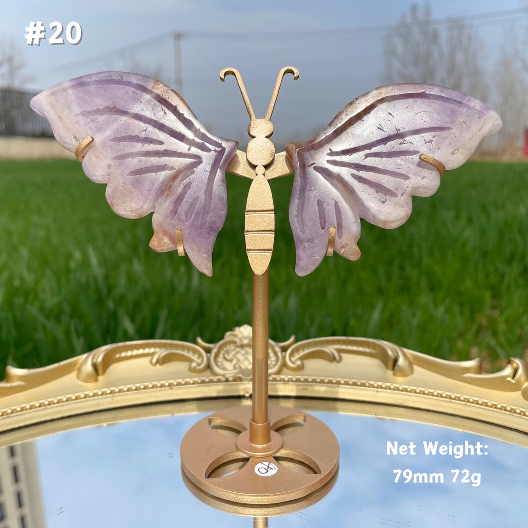 Unique,Natural Amethyst Agate Crystal Butterfly Wings On Stand