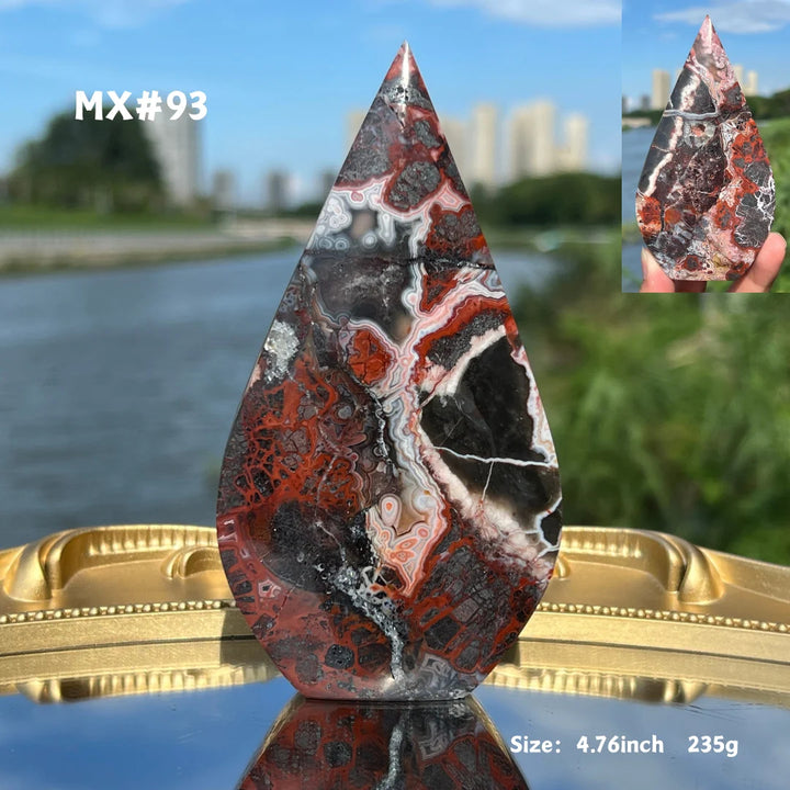 Unique, Mexican Crazy Lace Agate Teardrop