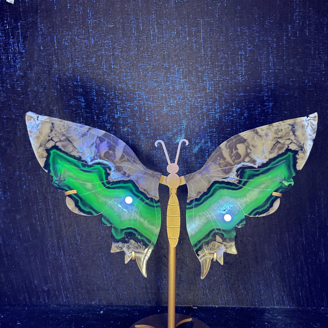 Unique,A Slightly Imperfect Natural Crystal Volcanic Agate Butterfly Wings