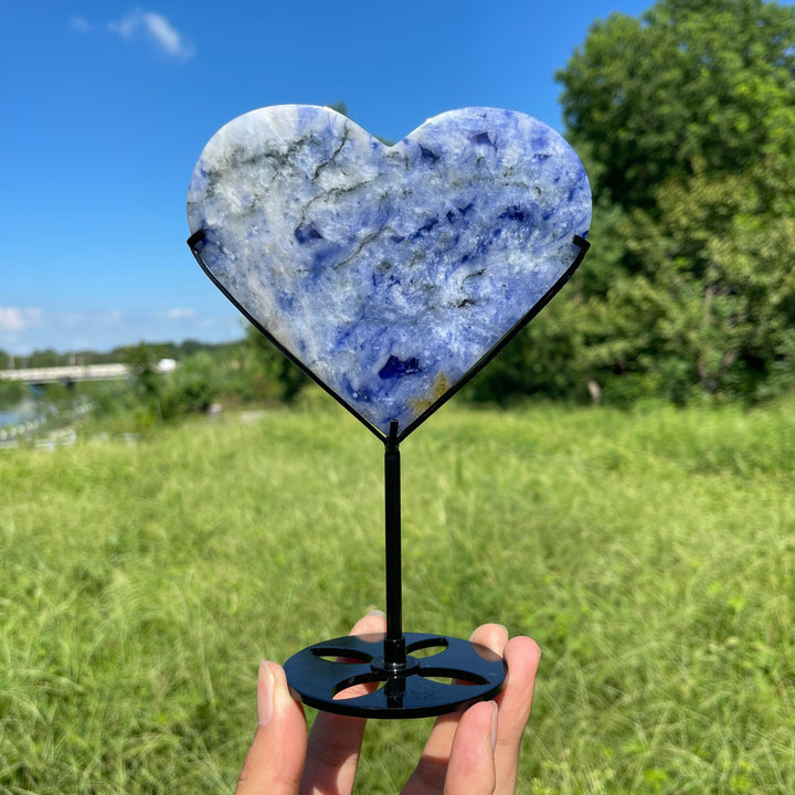 Unique,Natural Crystal Blue And White Porcelain Sodalite Heart