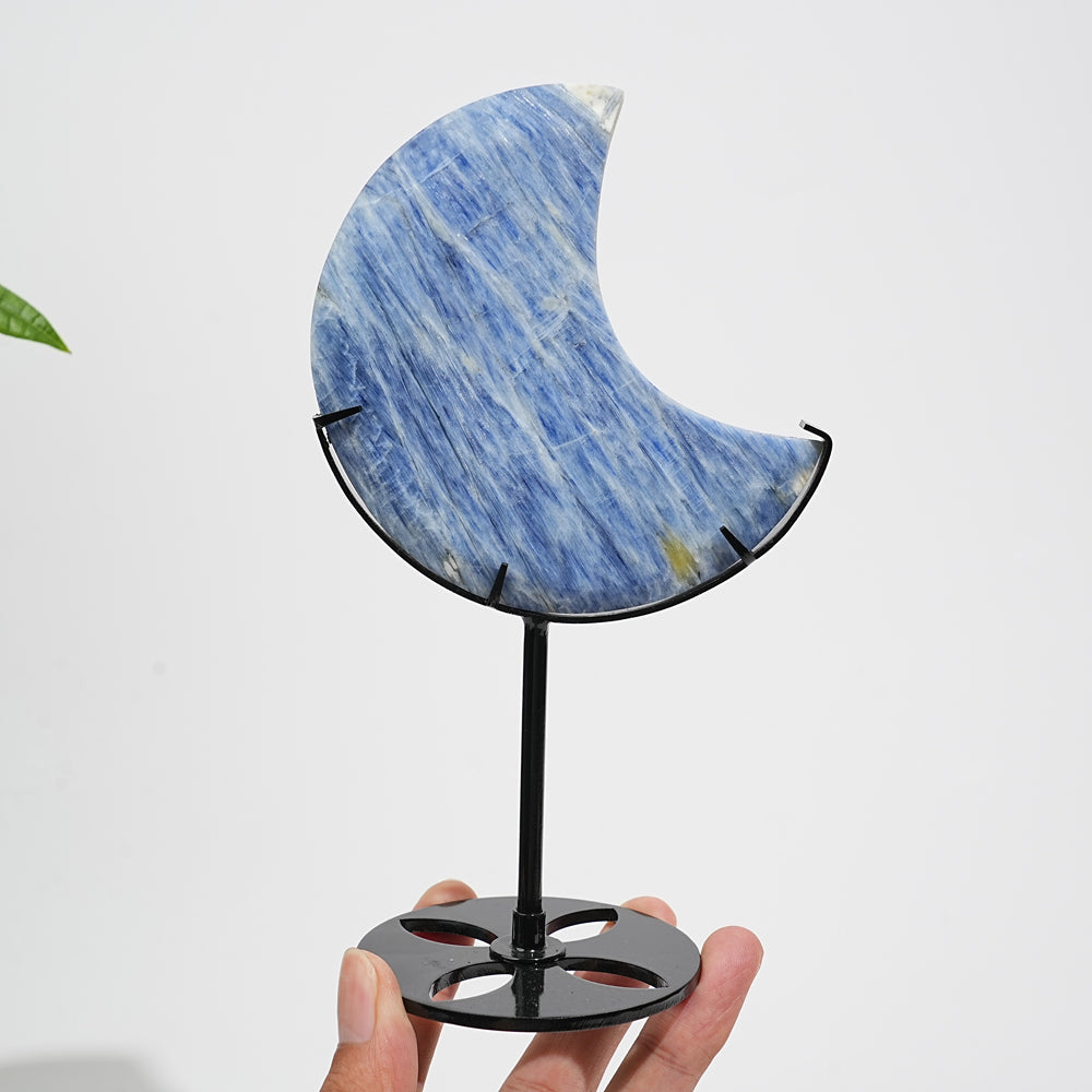 Unique,Natural Crystal Blue Kyanite Serene Moon With Stand