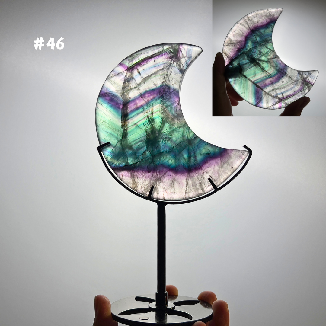 Unique,Rainbow Fluorite Moon