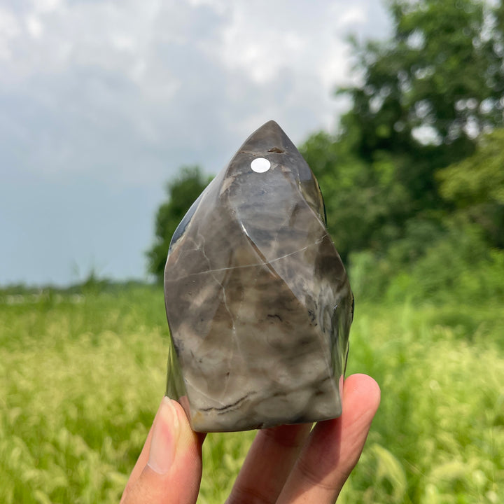 Unique,A Slightly Imperfect Natural Crystal Volcanic Agate Flame