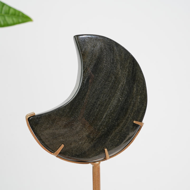 Unique,Natural Crystal Golden Obsidian Moon