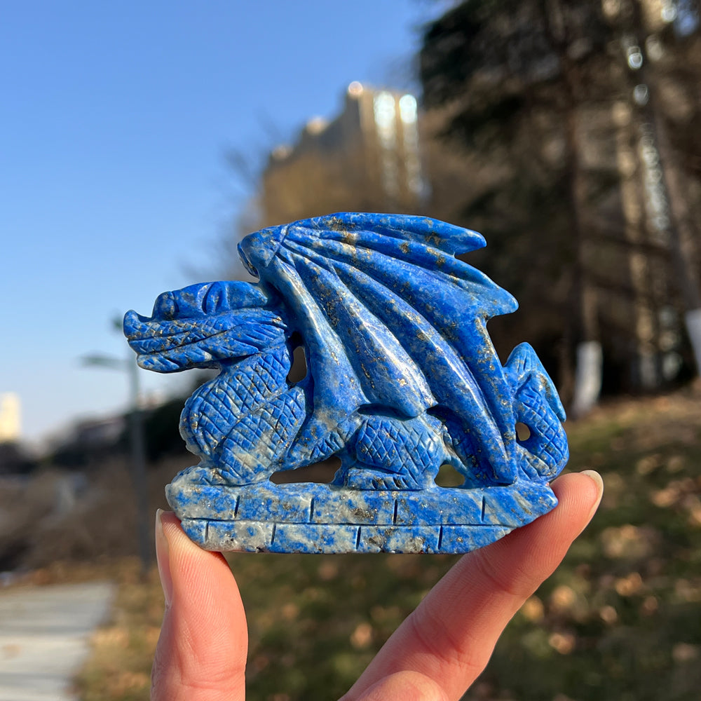 Unique,Natural Crystal Carving Lapis Lazuli Dragon