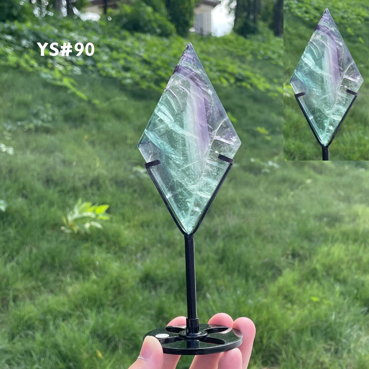 Unique,Rainbow Fluorite Diamond Slice