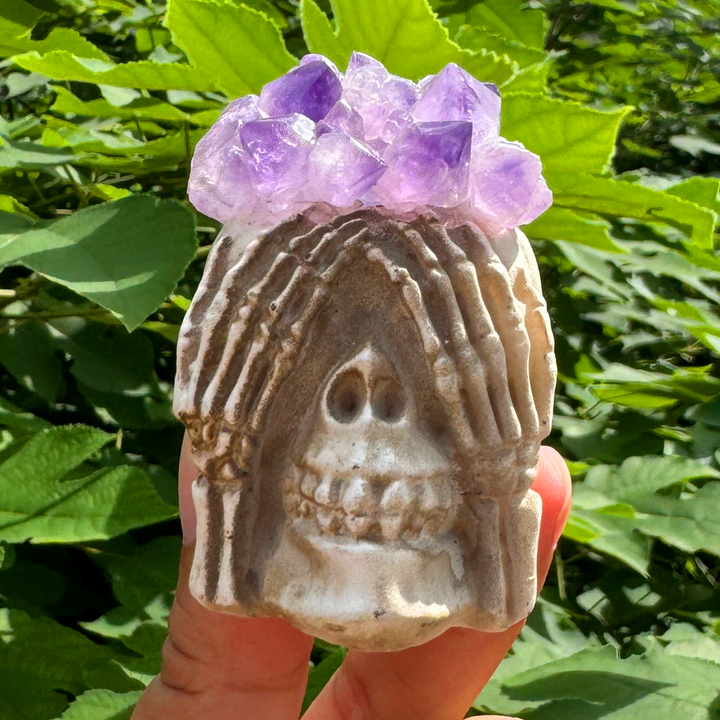 Amethyst Resin Skull