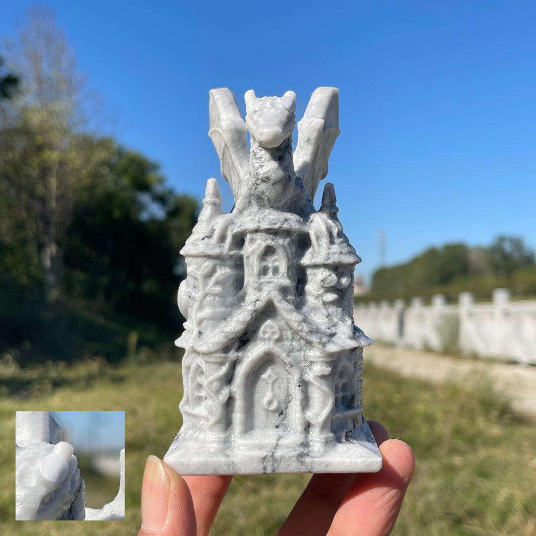 A Slightly Imperfect Natural Crystal Carving Dragon Castle