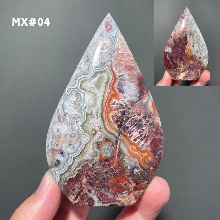 Unique, Mexican Crazy Lace Agate Teardrop