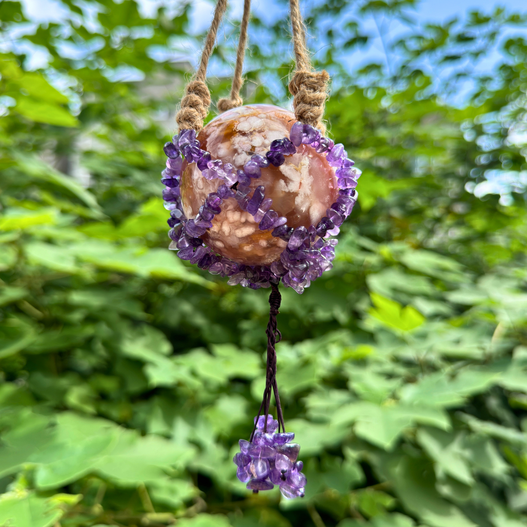 Crystal Chips Hanging Sphere Holder