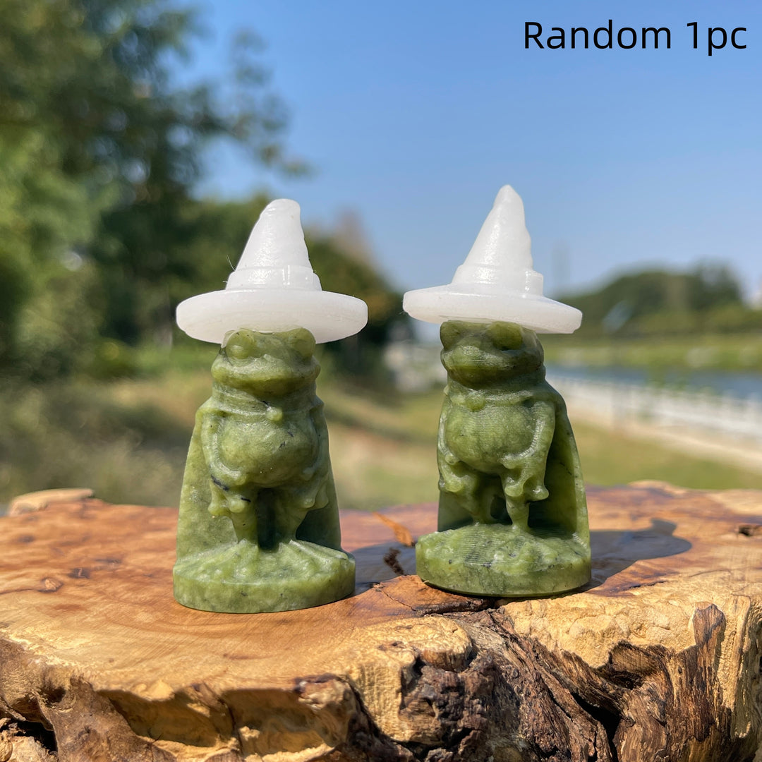 Natural Crystal Carving Serpentine Wizard Frog
