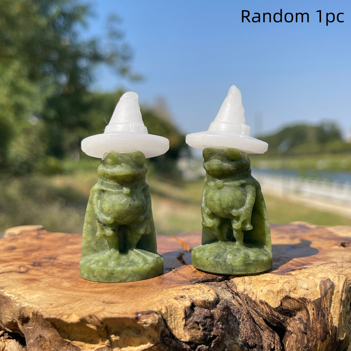 Natural Crystal Carving Serpentine Wizard Frog