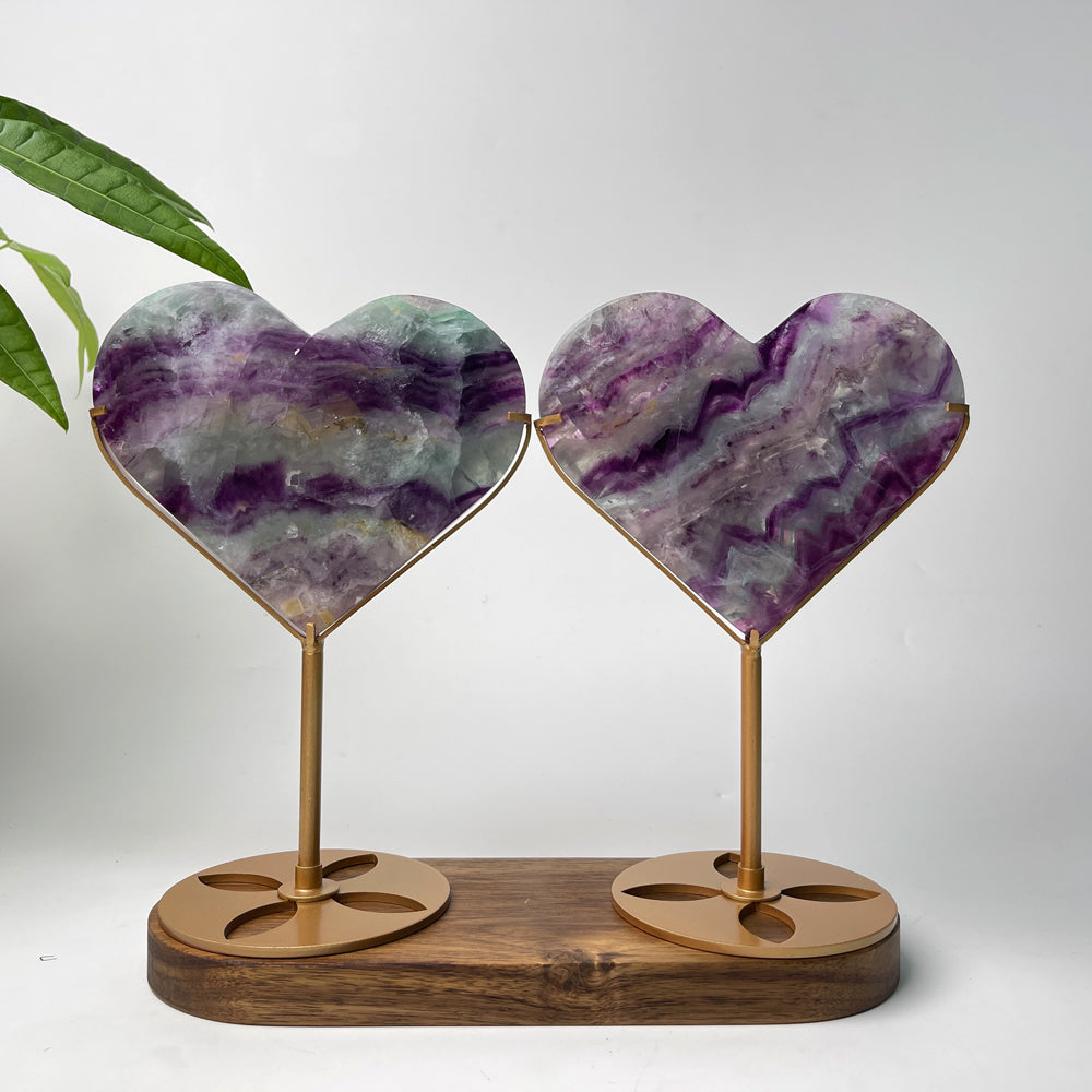 Corazón de Fluorita Natural y Único con Soporte