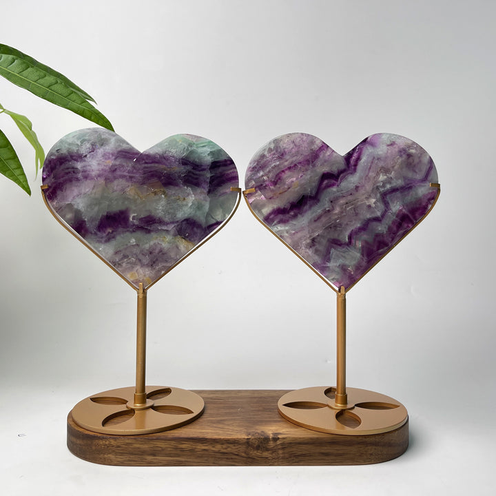 Corazón de Fluorita Natural y Único con Soporte
