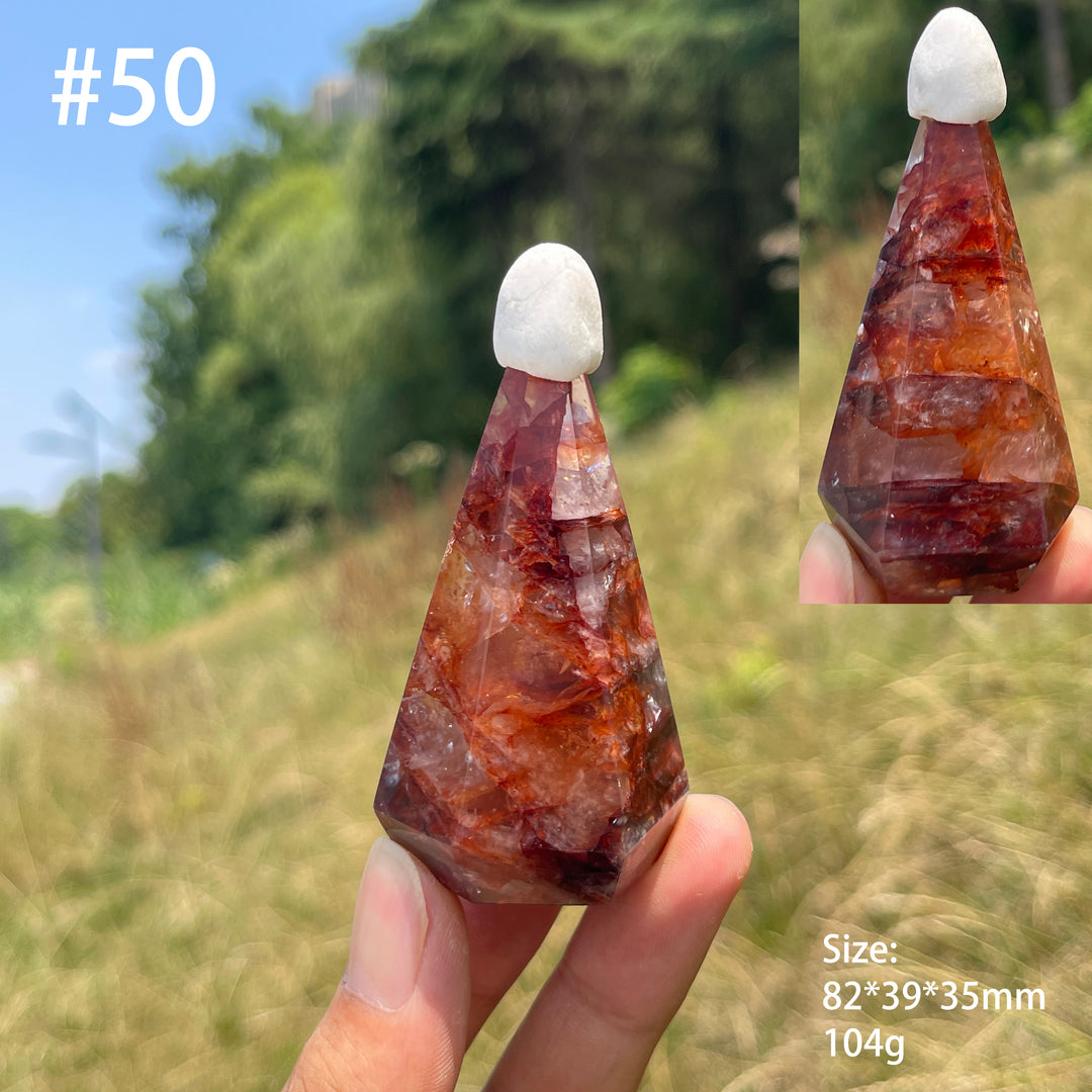 Unique,Natural Crystal Fire Quartz Diamond Tower
