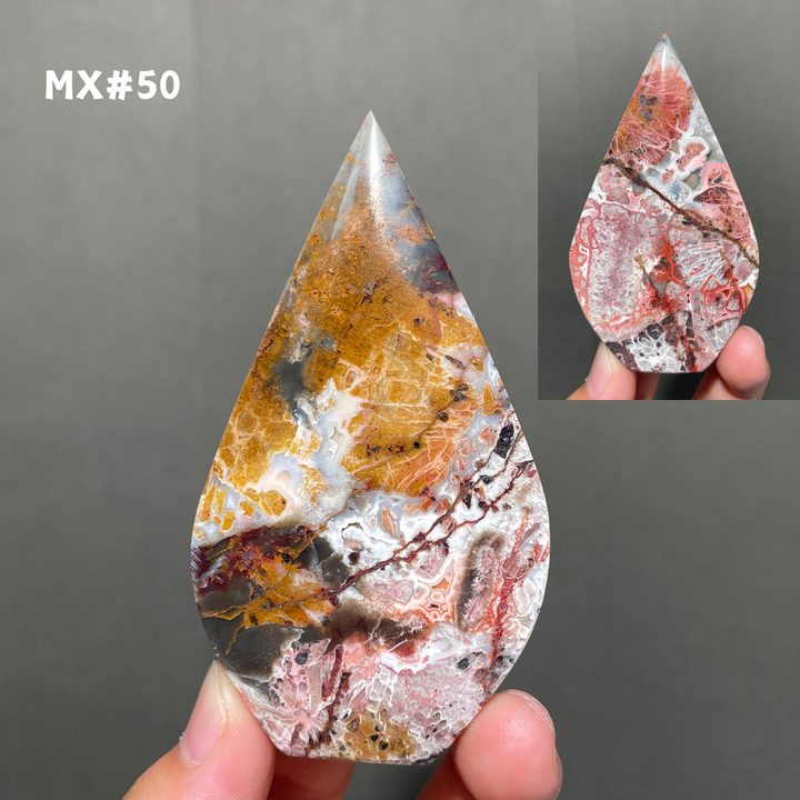 Unique, Mexican Crazy Lace Agate Teardrop