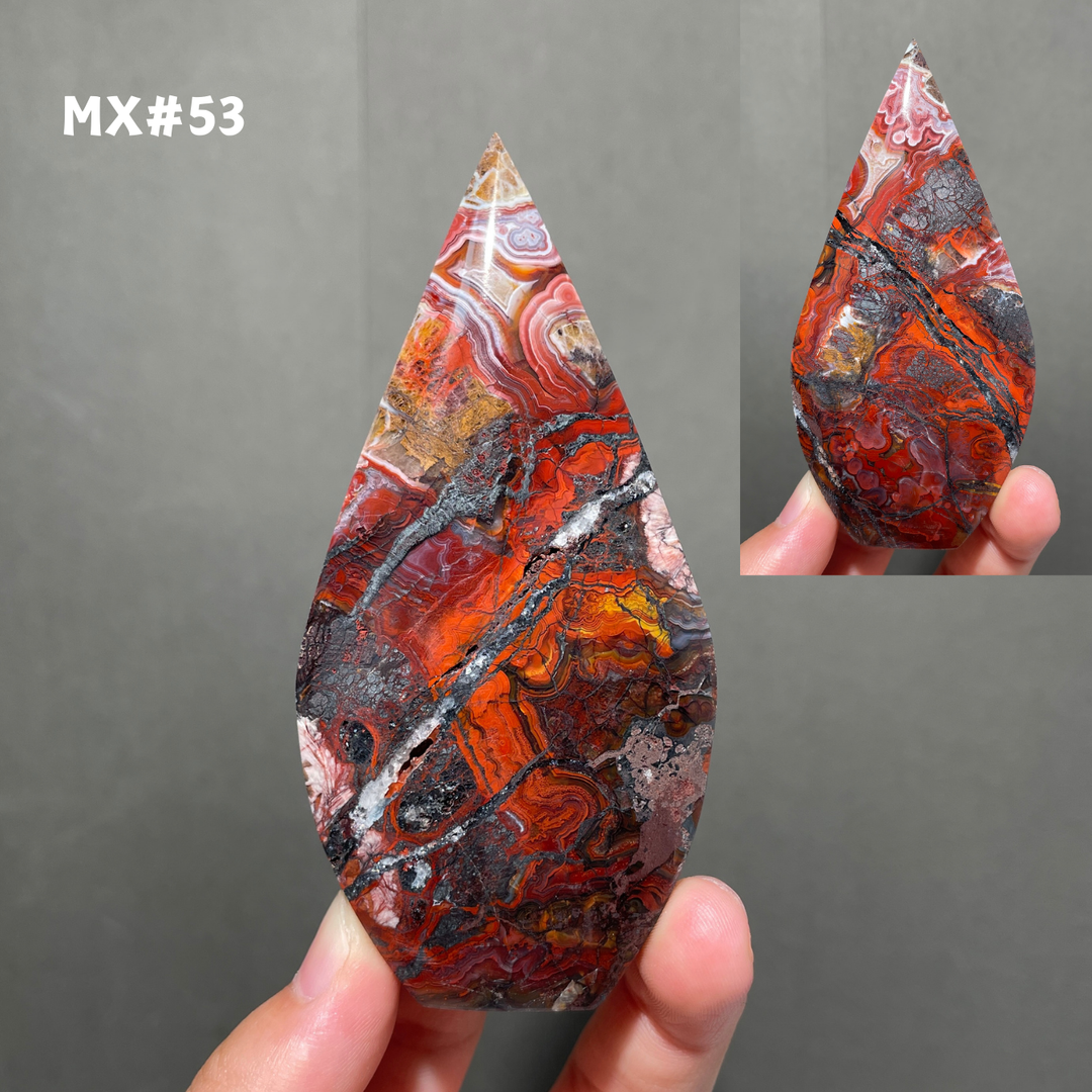 Unique, Mexican Crazy Lace Agate Teardrop