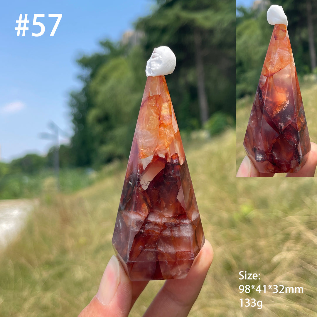Unique,Natural Crystal Fire Quartz Diamond Tower