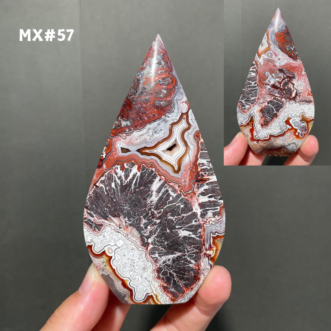 Unique, Mexican Crazy Lace Agate Teardrop