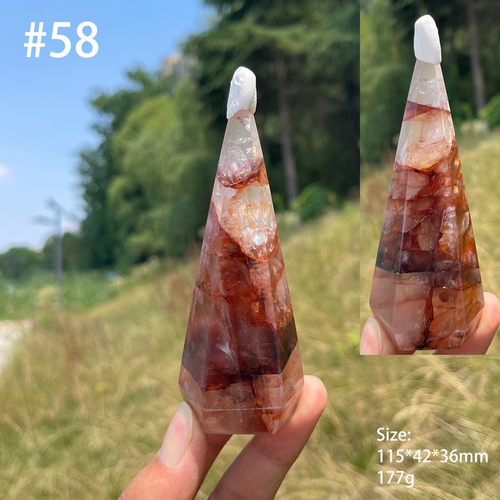Unique,Natural Crystal Fire Quartz Diamond Tower