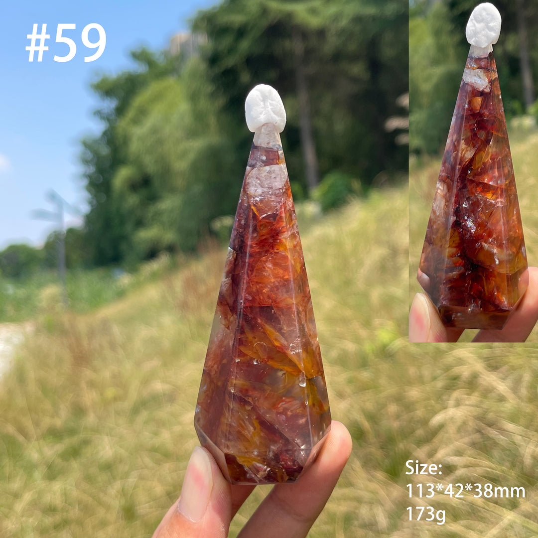 Unique,Natural Crystal Fire Quartz Diamond Tower