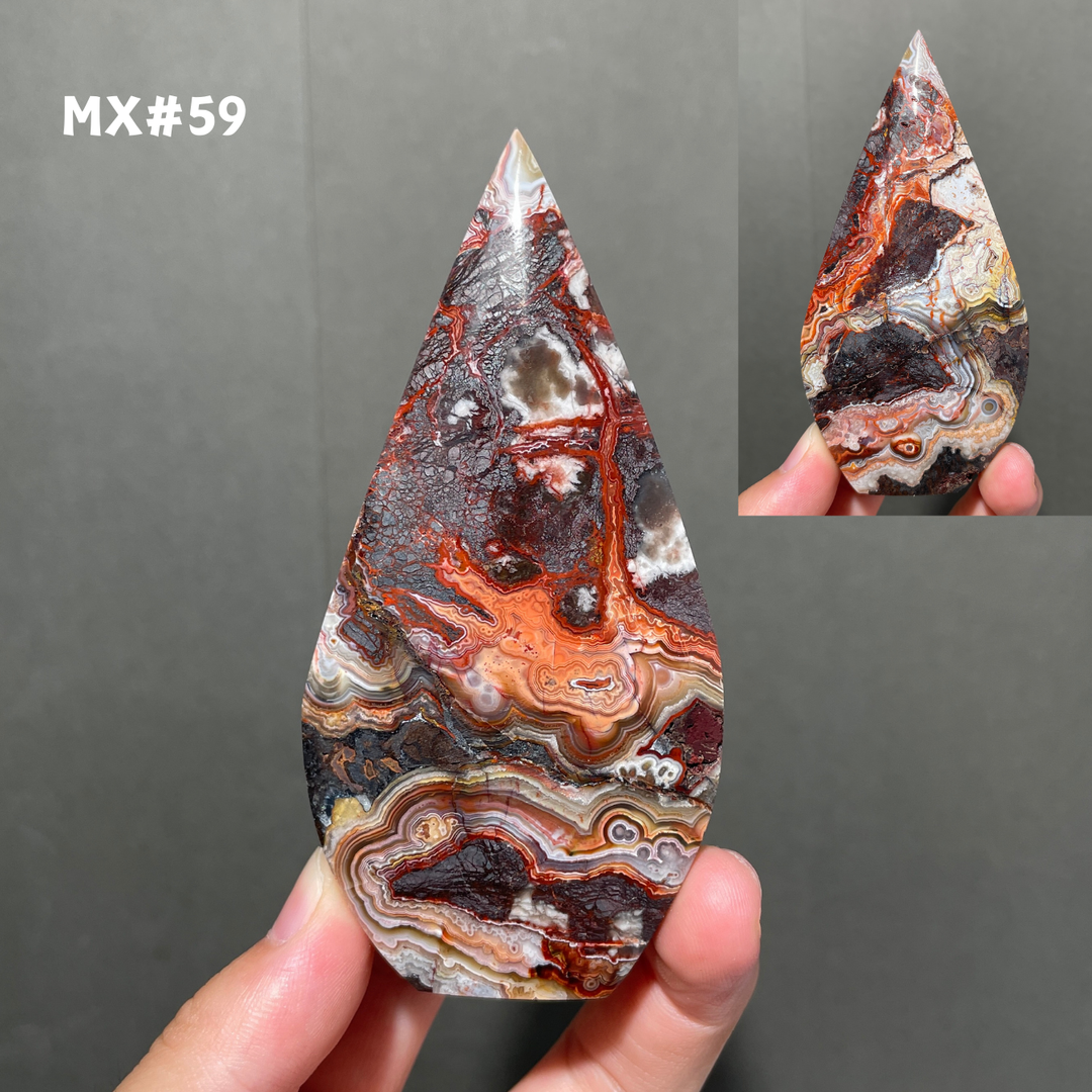 Unique, Mexican Crazy Lace Agate Teardrop