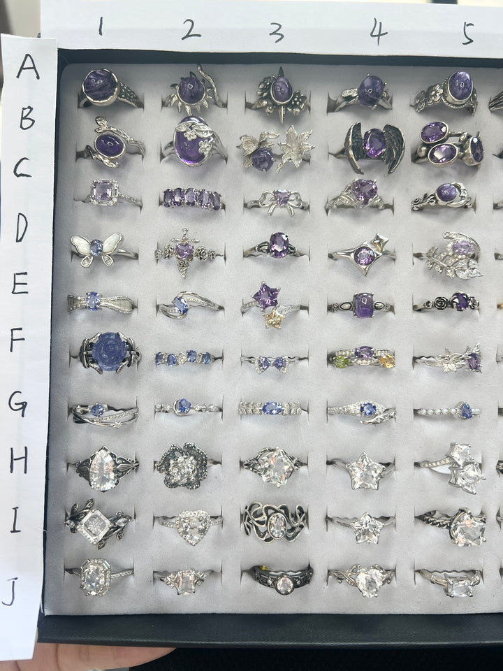 Unique,Crystal Rings-3,S925