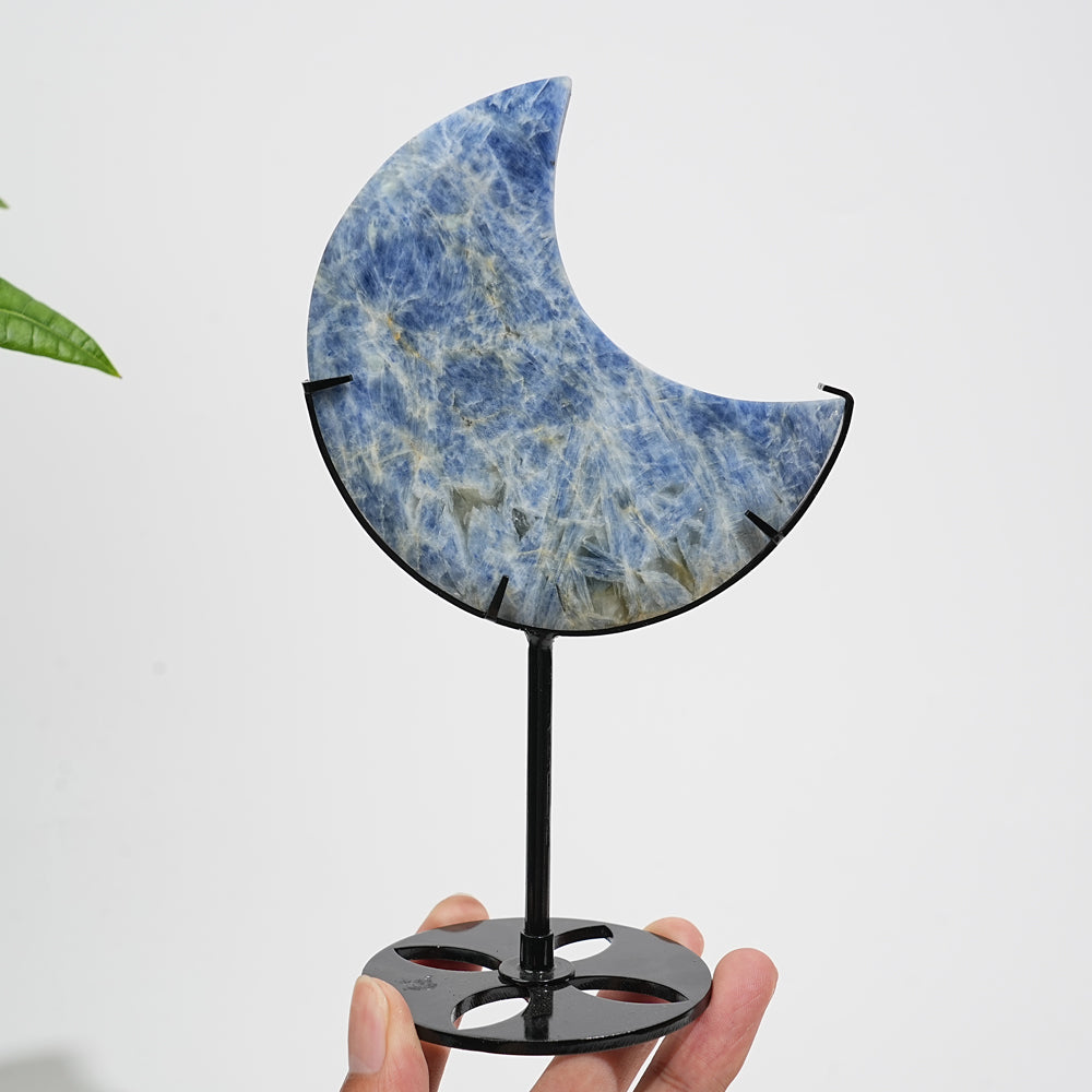 Unique,Natural Crystal Blue Kyanite Serene Moon With Stand